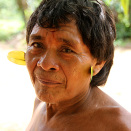 A Yanomami Indian elder has adorned himself with leaves for the occasion.  (Photo: Rainforest Foundation Norway / ISA Brazil)